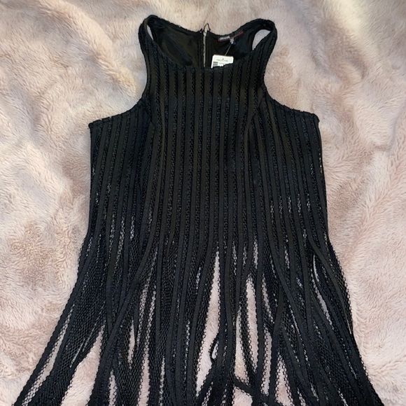 Love Culture Tops - Black fringe crop top